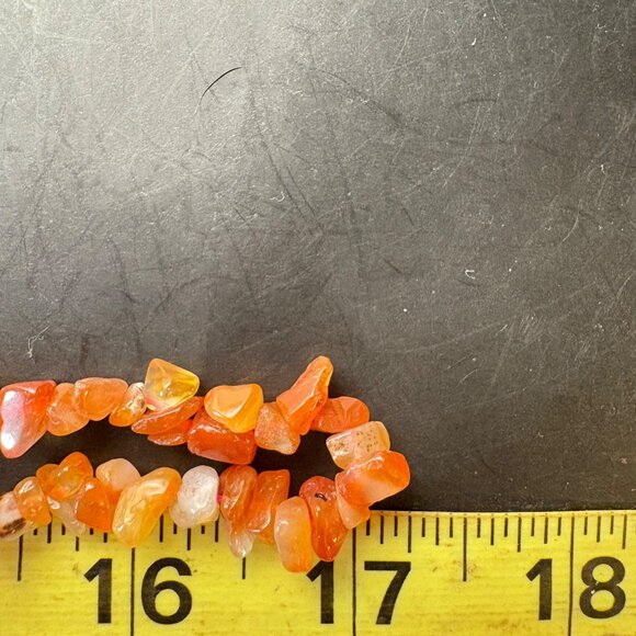 VTG Natural Carnelian Tumbled Freeform Bead Necklace Orange Yellow Gemstone 34" - Picture 7 of 7